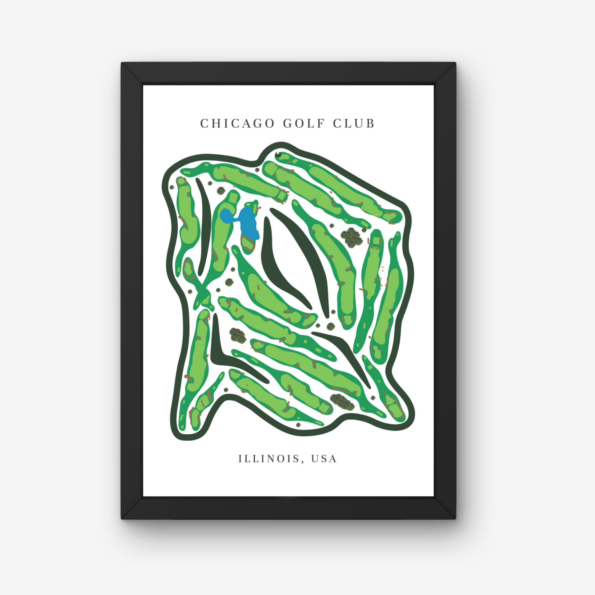 Chicago Golf Club Golf Course Prints, Illinois, Golf Map Artwork
