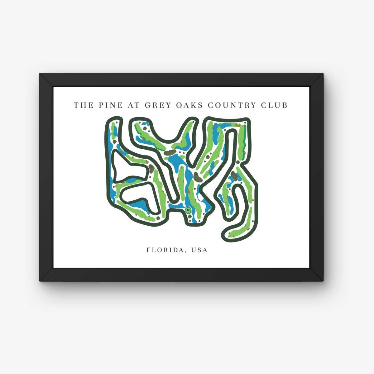 The Pine at Grey Oaks Country Club Golf Course Prints, Florida, Golf Map Artwork