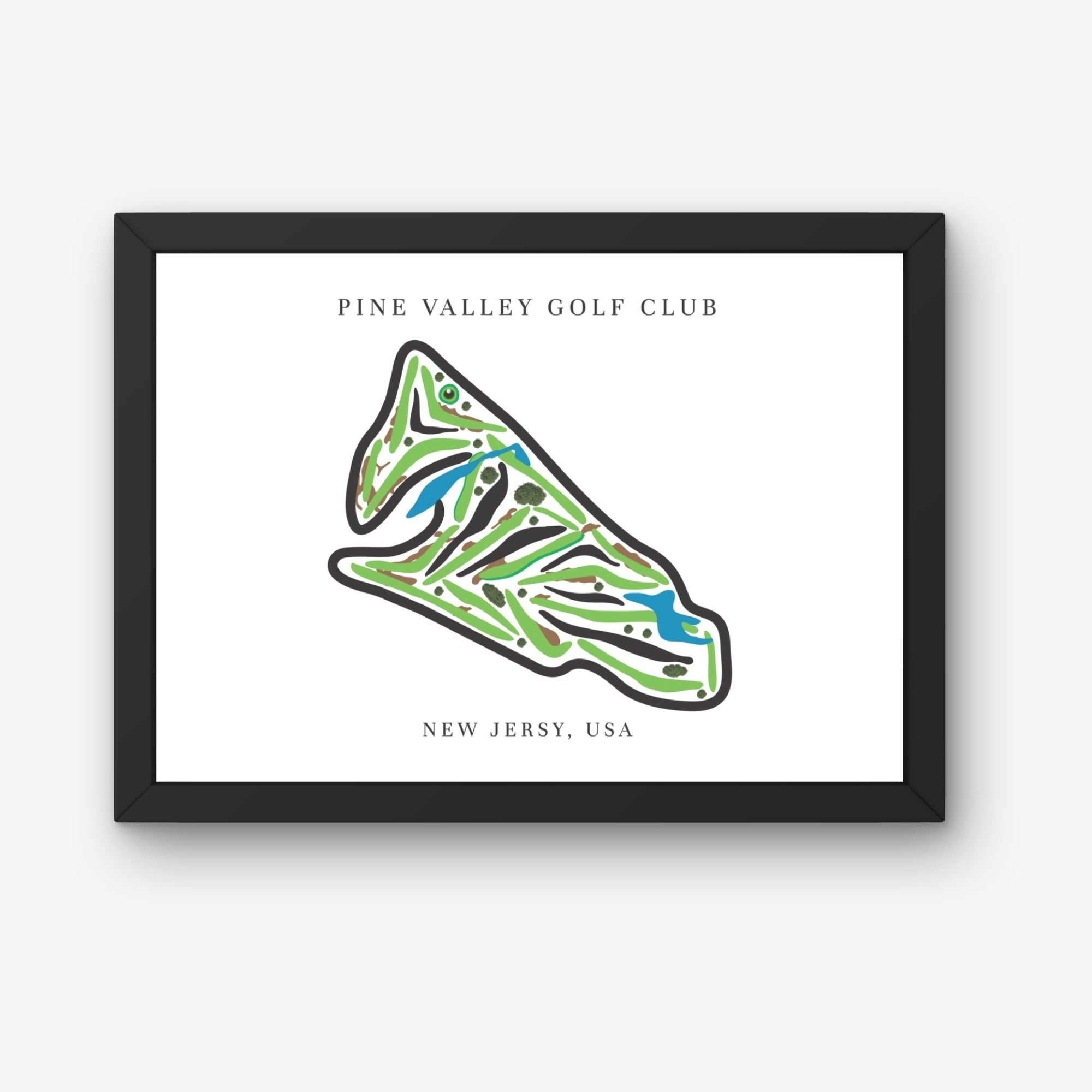 Pine Valley Golf Club Golf Course Prints, New Jersey, Golf Map Artwork