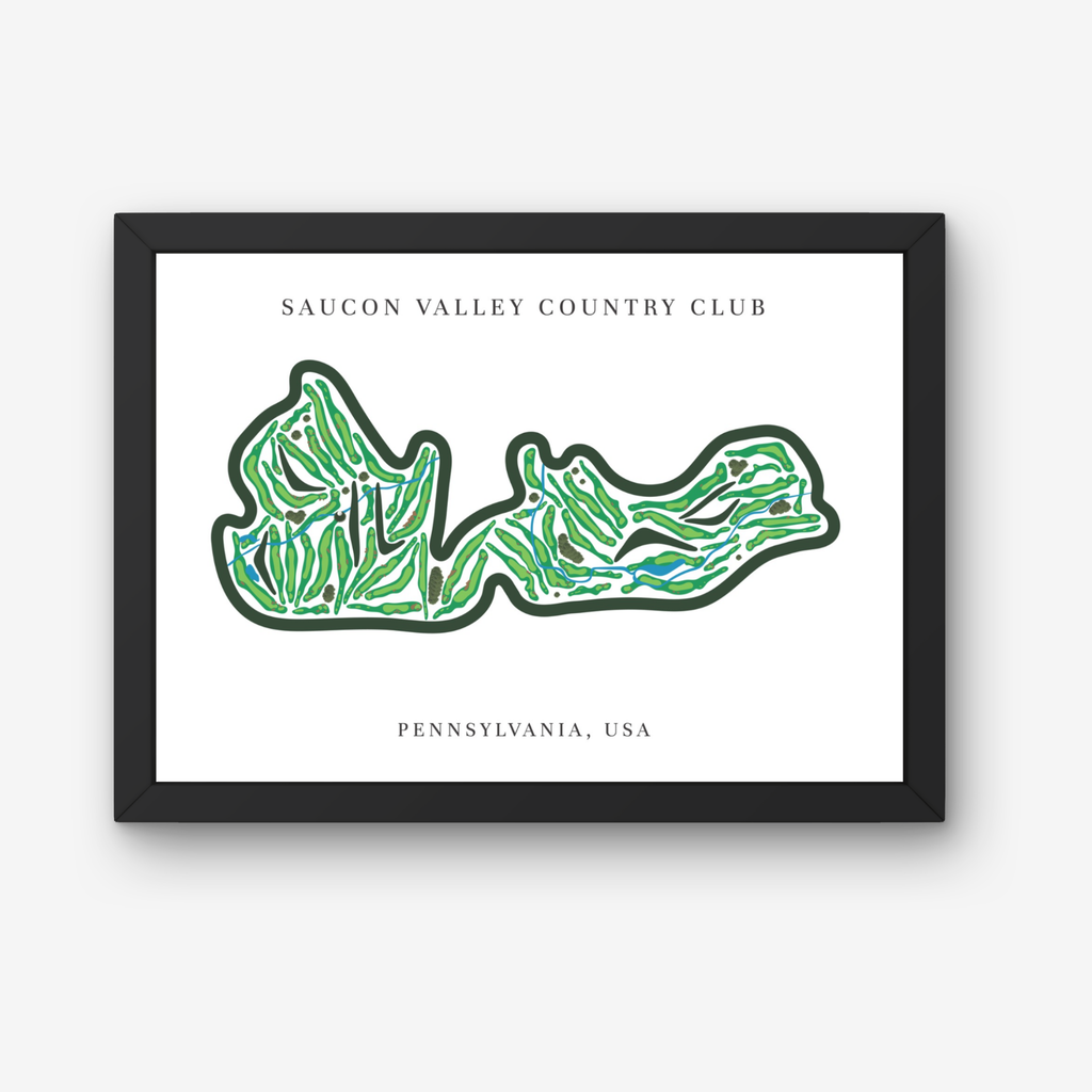 Saucon Valley Country Club Golf Course Prints, Pennsylvania, Golf Map Artwork