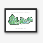 Saucon Valley Country Club Golf Course Prints, Pennsylvania, Golf Map Artwork