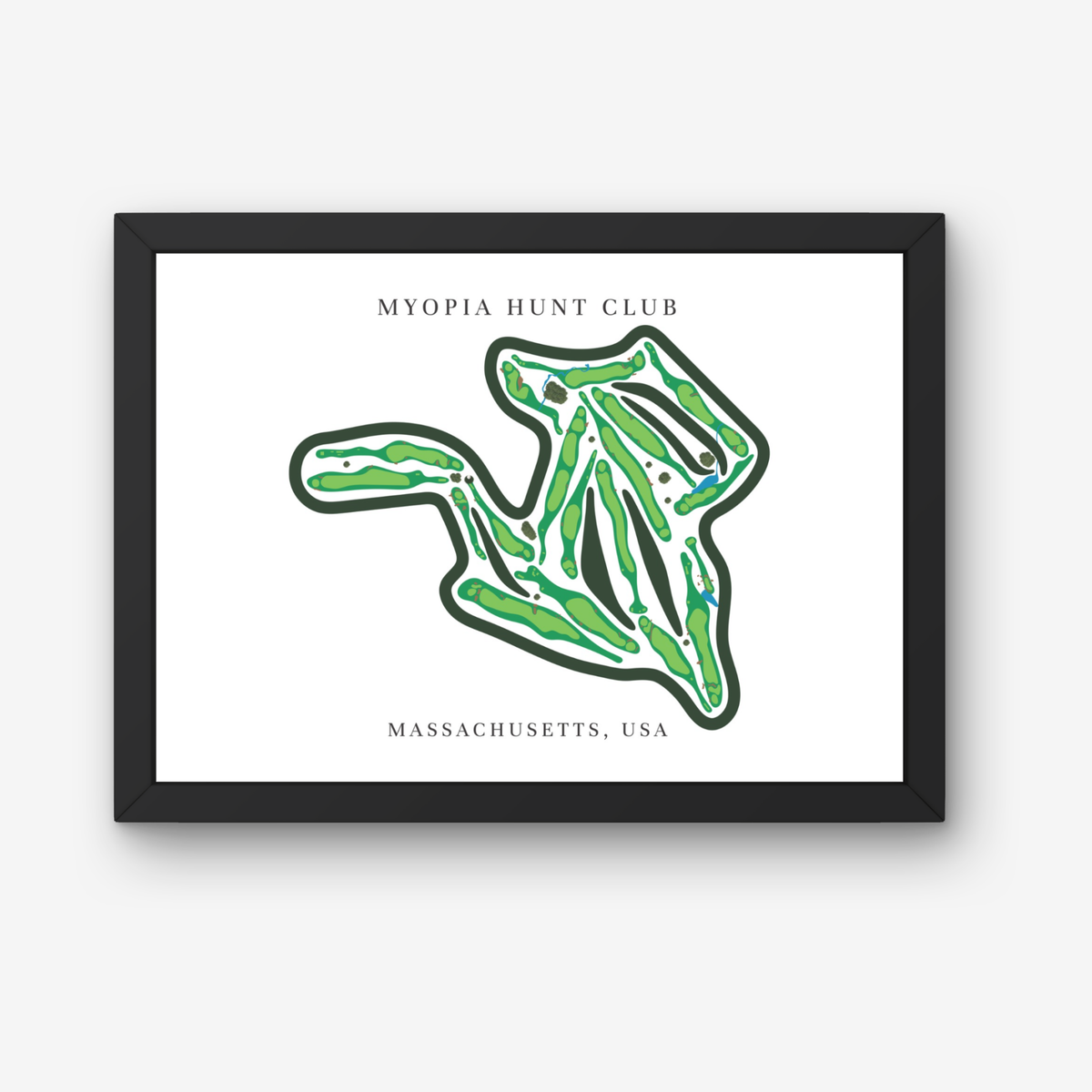 Myopia Hunt Club Golf Course Prints, Massachusetts, Golf Map Artwork