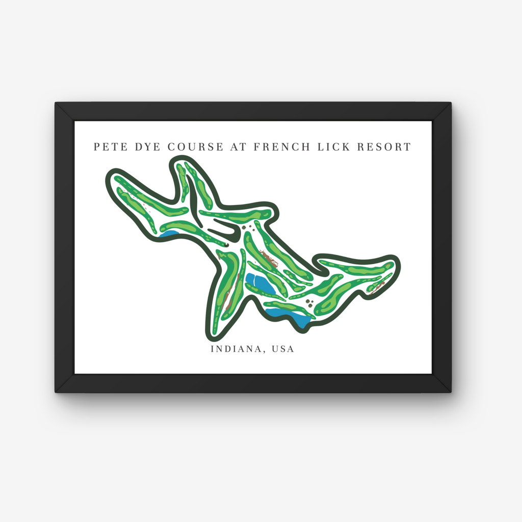 Pete Dye Course at French Lick Resort Golf Course Prints, Indiana, Golf Map Artwork