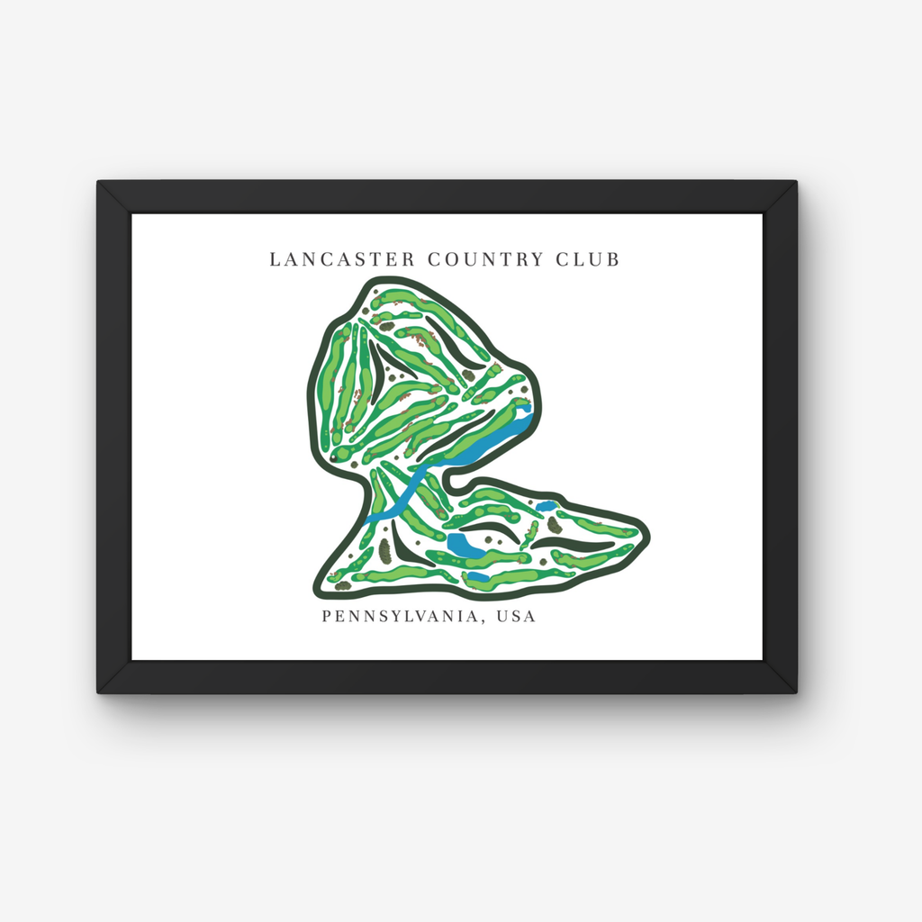 Lancaster Country Club Golf Course Prints, Pennsylvania, Golf Map Artwork