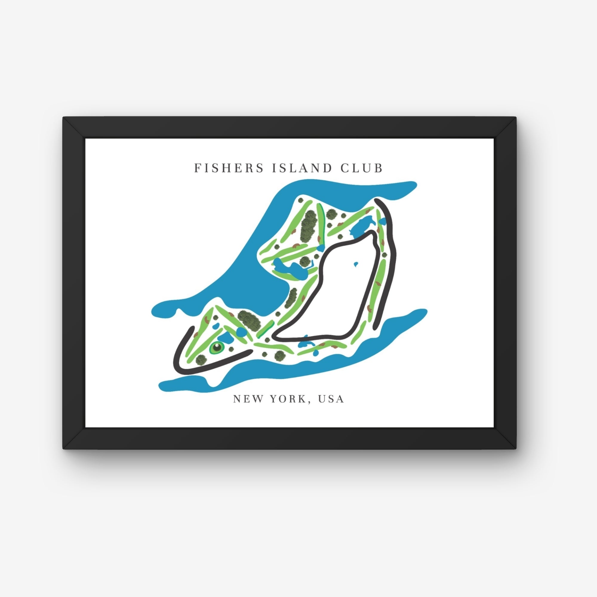 Fishers Island Club Golf Course Prints, New York, Golf Map Artwork