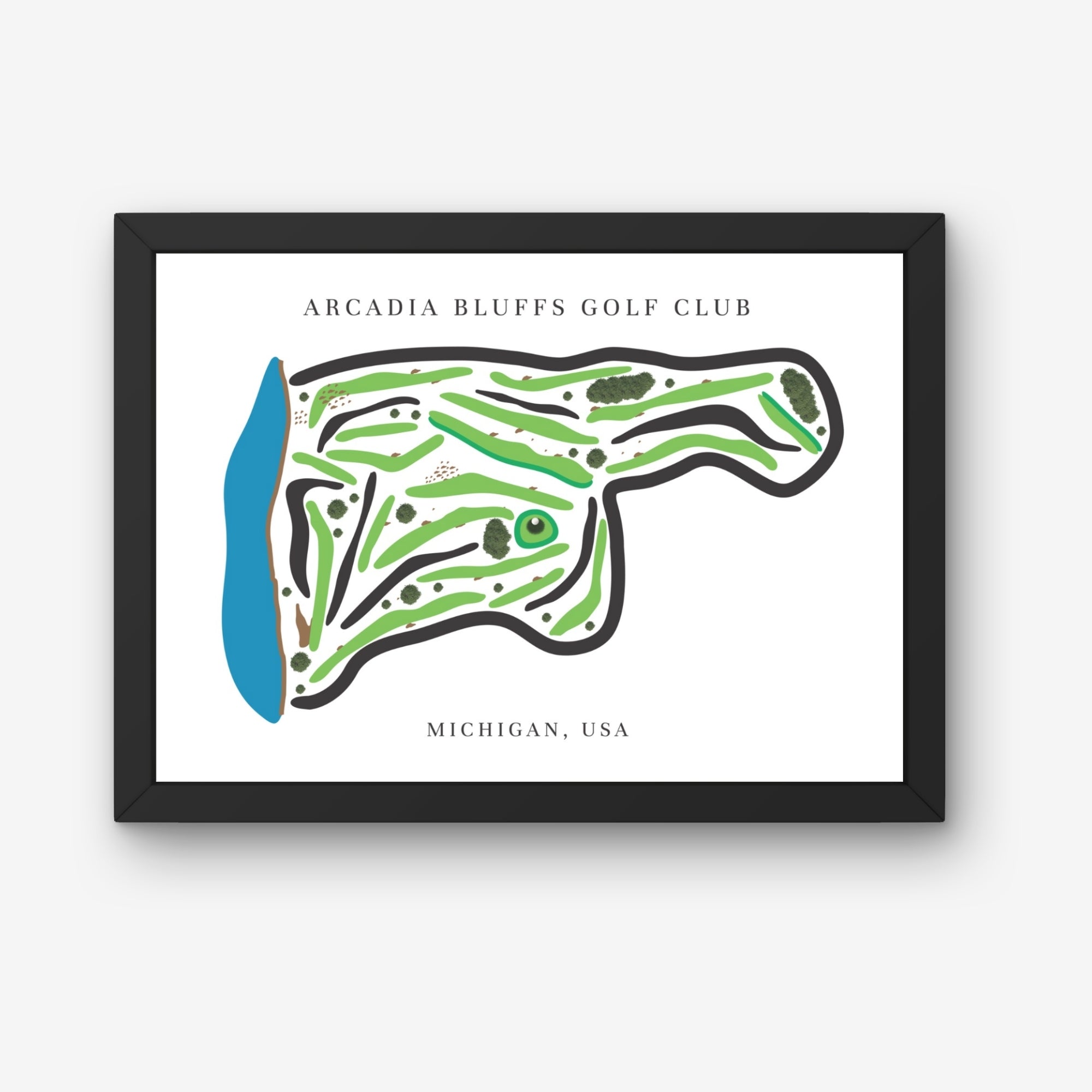 Arcadia Bluffs Golf Club Golf Course Prints, Michigan, Golf Map Artwork