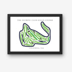 The Olympic Club Ocean Course Golf Course Prints, California, Golf Map Artwork