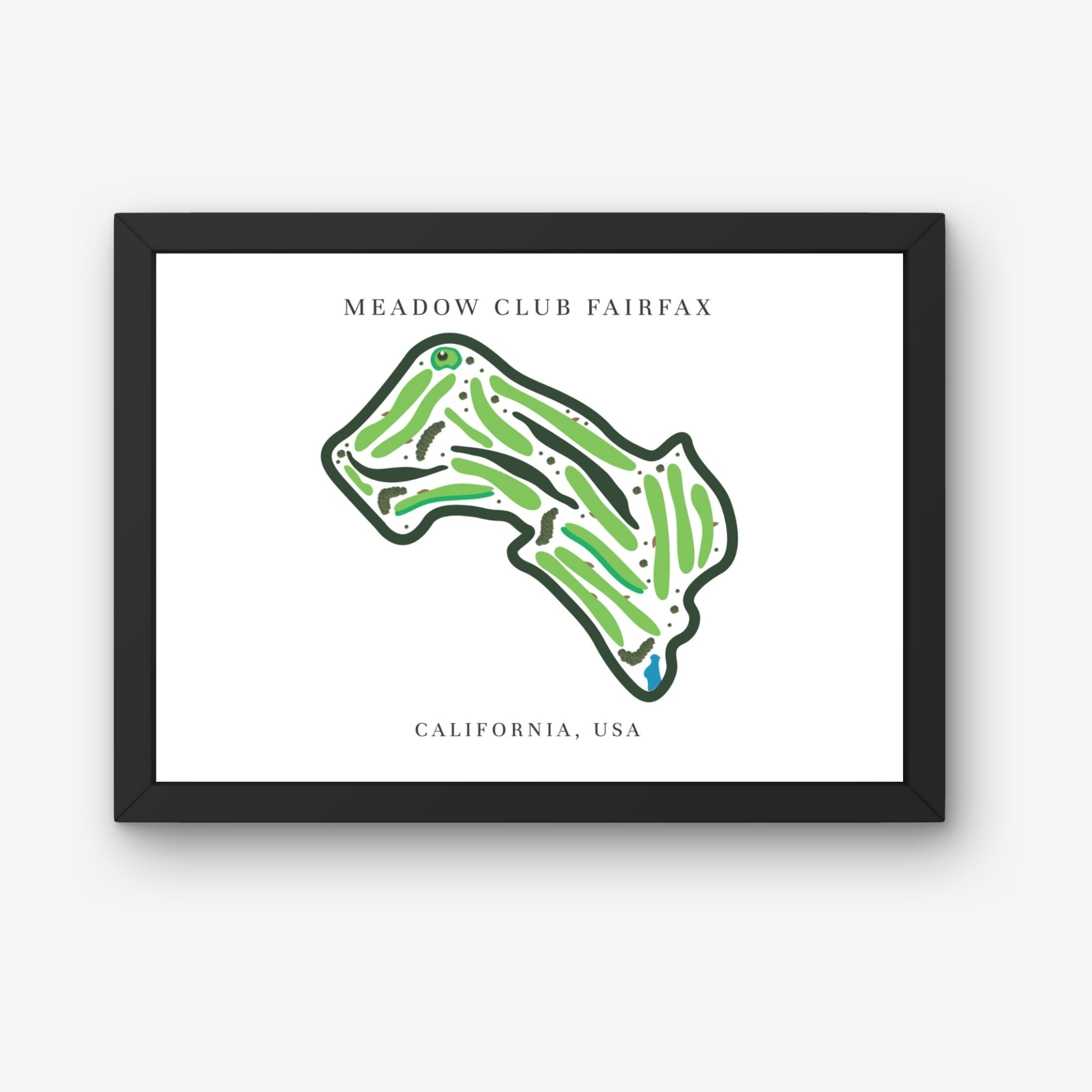 Meadow Club Fairfax, Golf Course Print, California, Golf Map Artworks