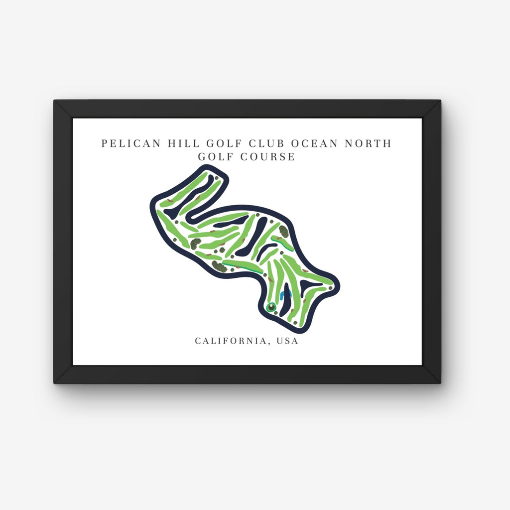 Pelican Hill Golf Club Ocean North Golf Course Prints, California, Golf Map Artwork