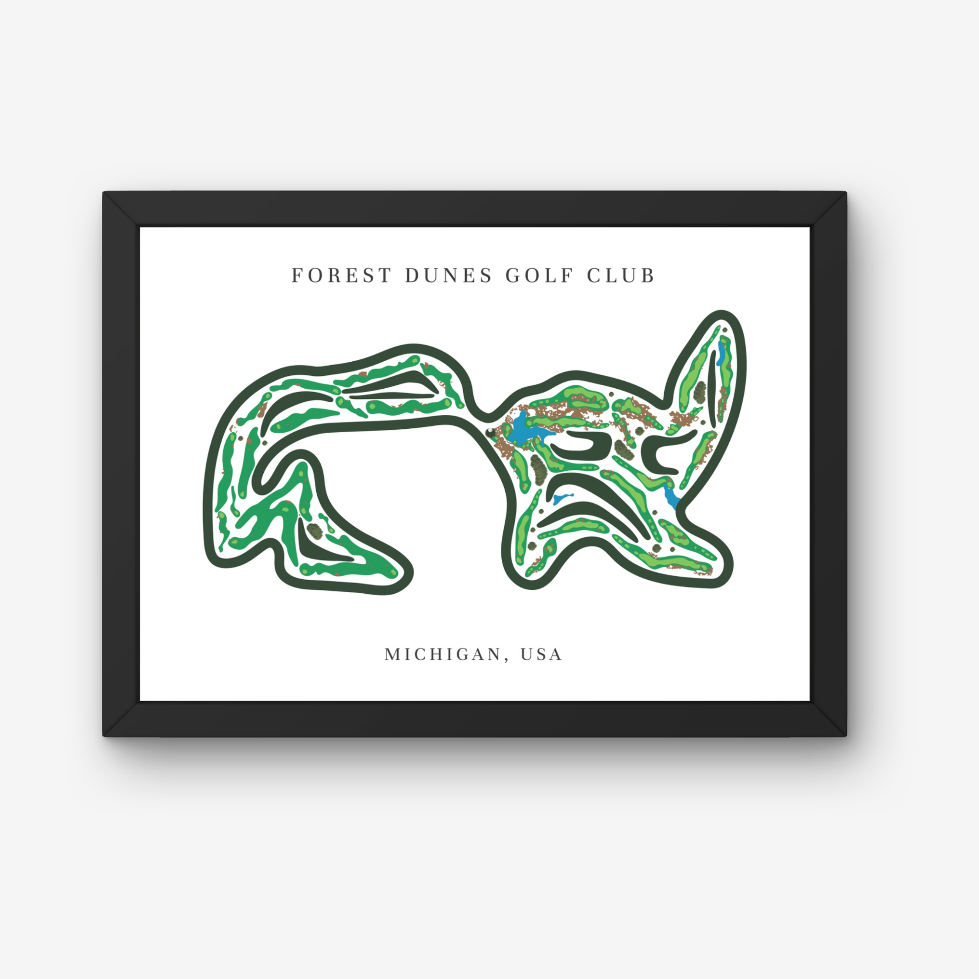Forest Dunes Golf Club Golf Course Prints, Michigan, Golf Map Artwork