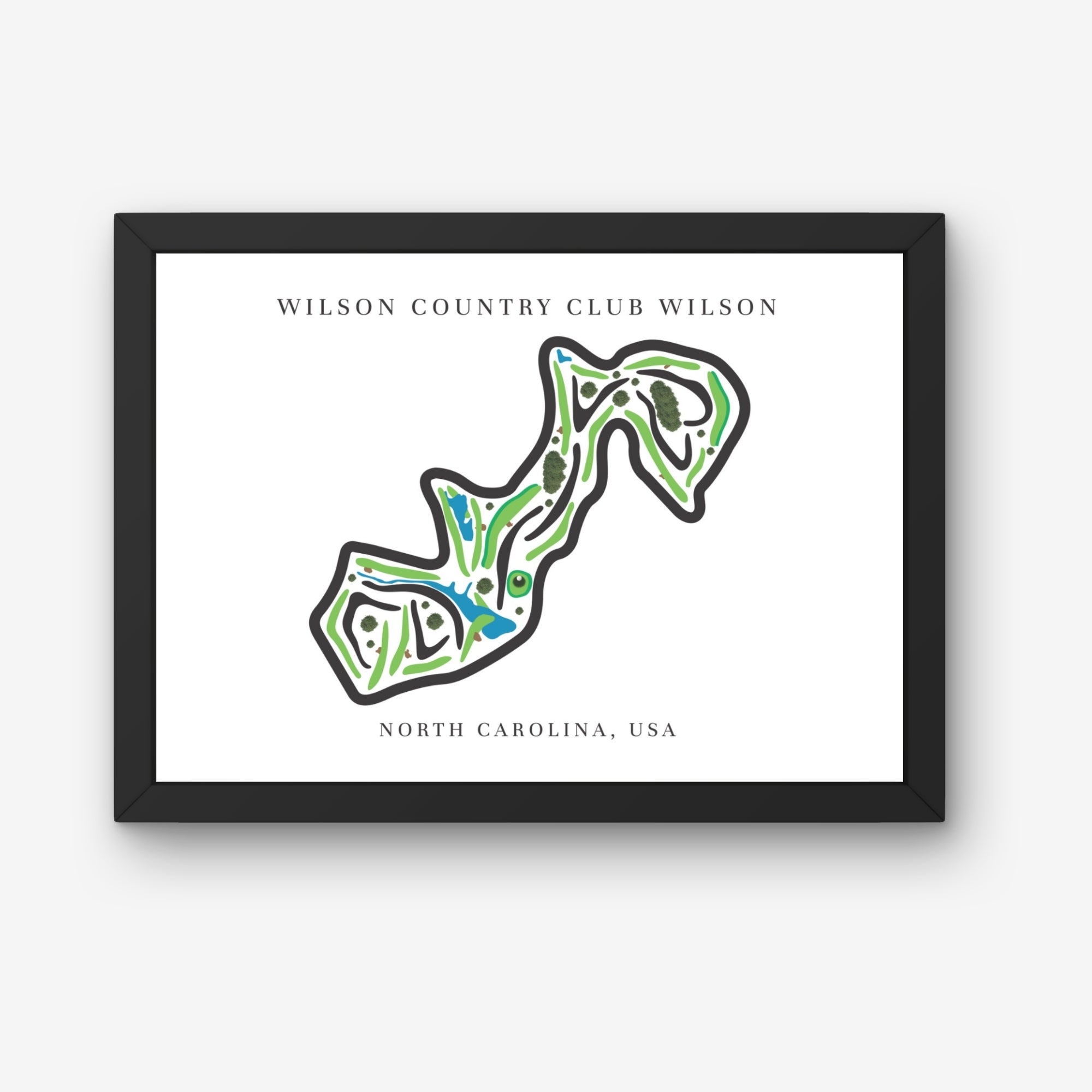 Wilson Country Club Golf Course Prints, North Carolina, Golf Map Artwork