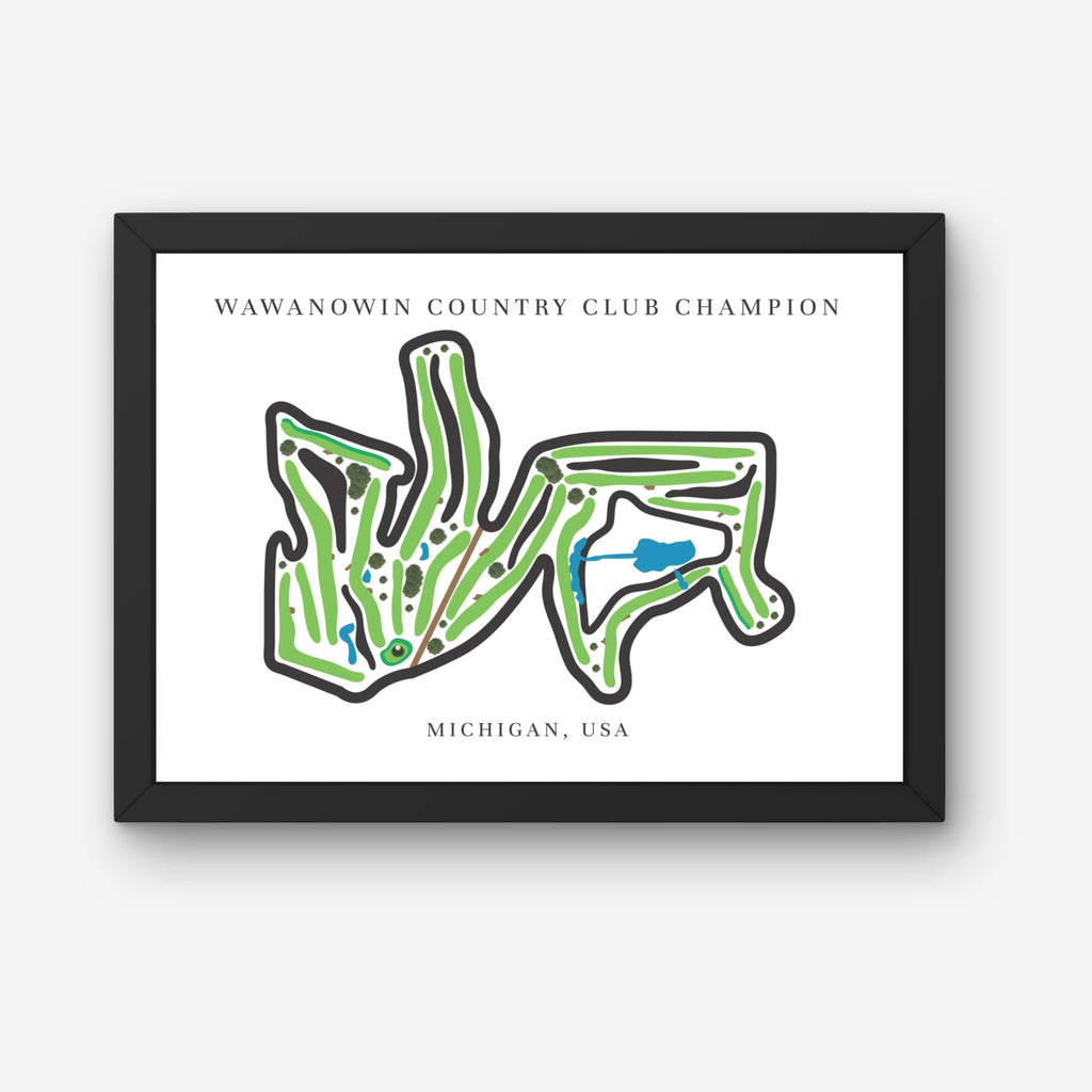 Wawanowin Country Club Golf Course Prints, Michigan, Golf Map Artwork