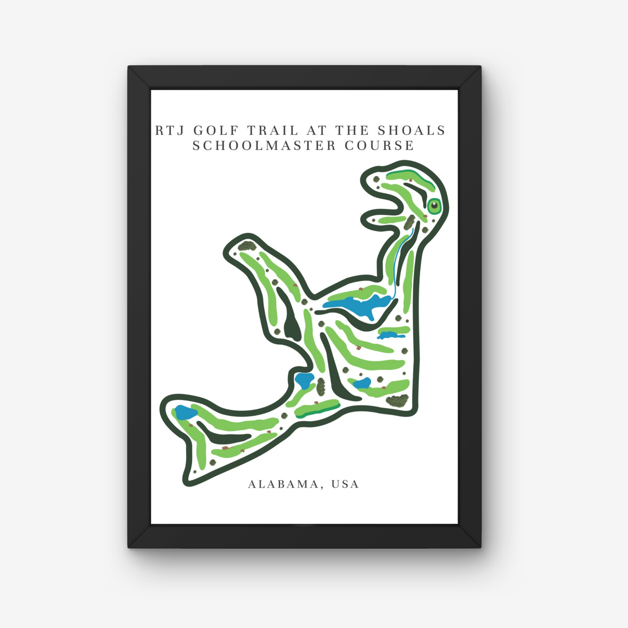 RTJ Golf Trail at The Shoals Schoolmaster Course Golf Course Prints, Alabama, Golf Map Artwork
