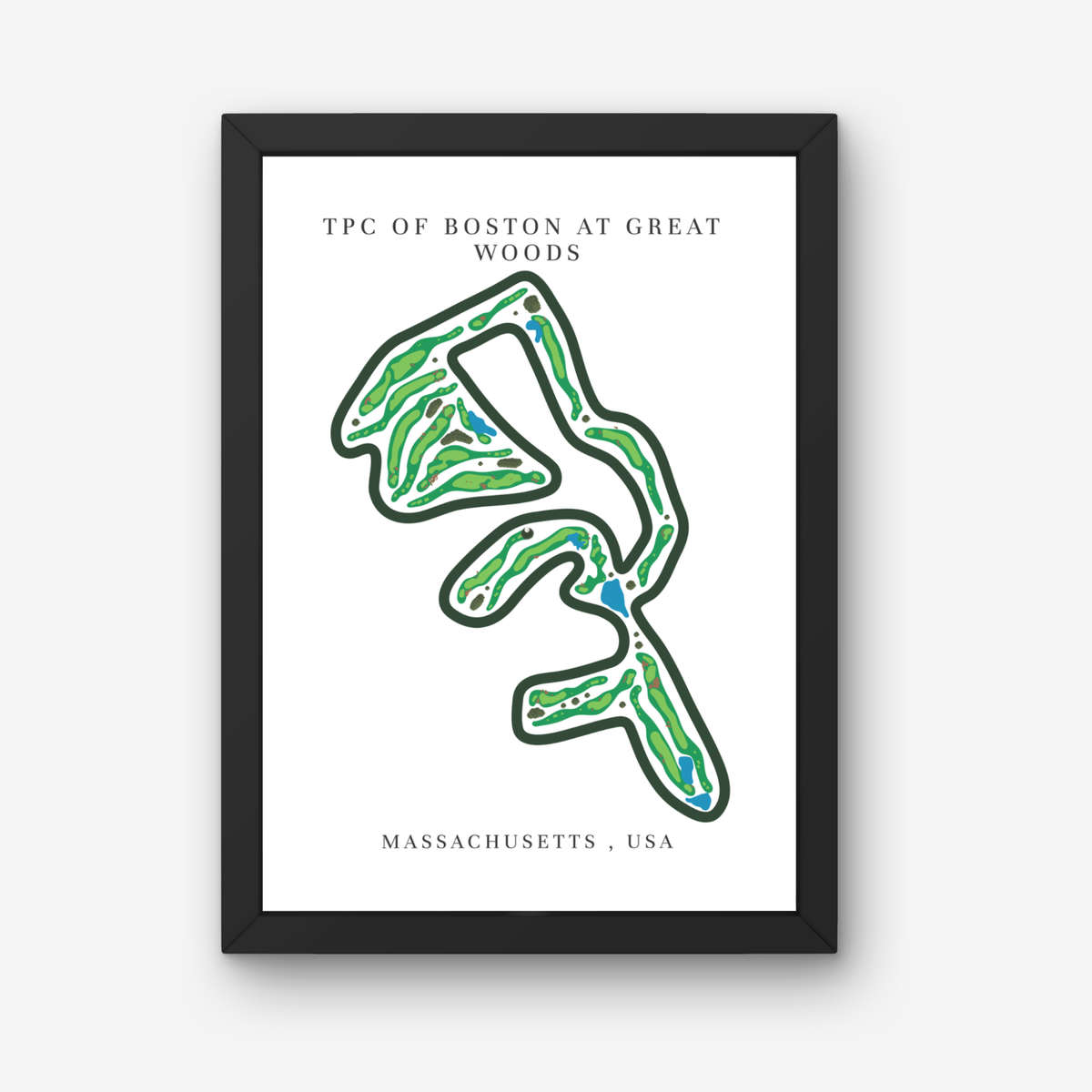TPC of Boston at Great Woods Golf Course Prints, Massachusetts, Golf Map Artwork