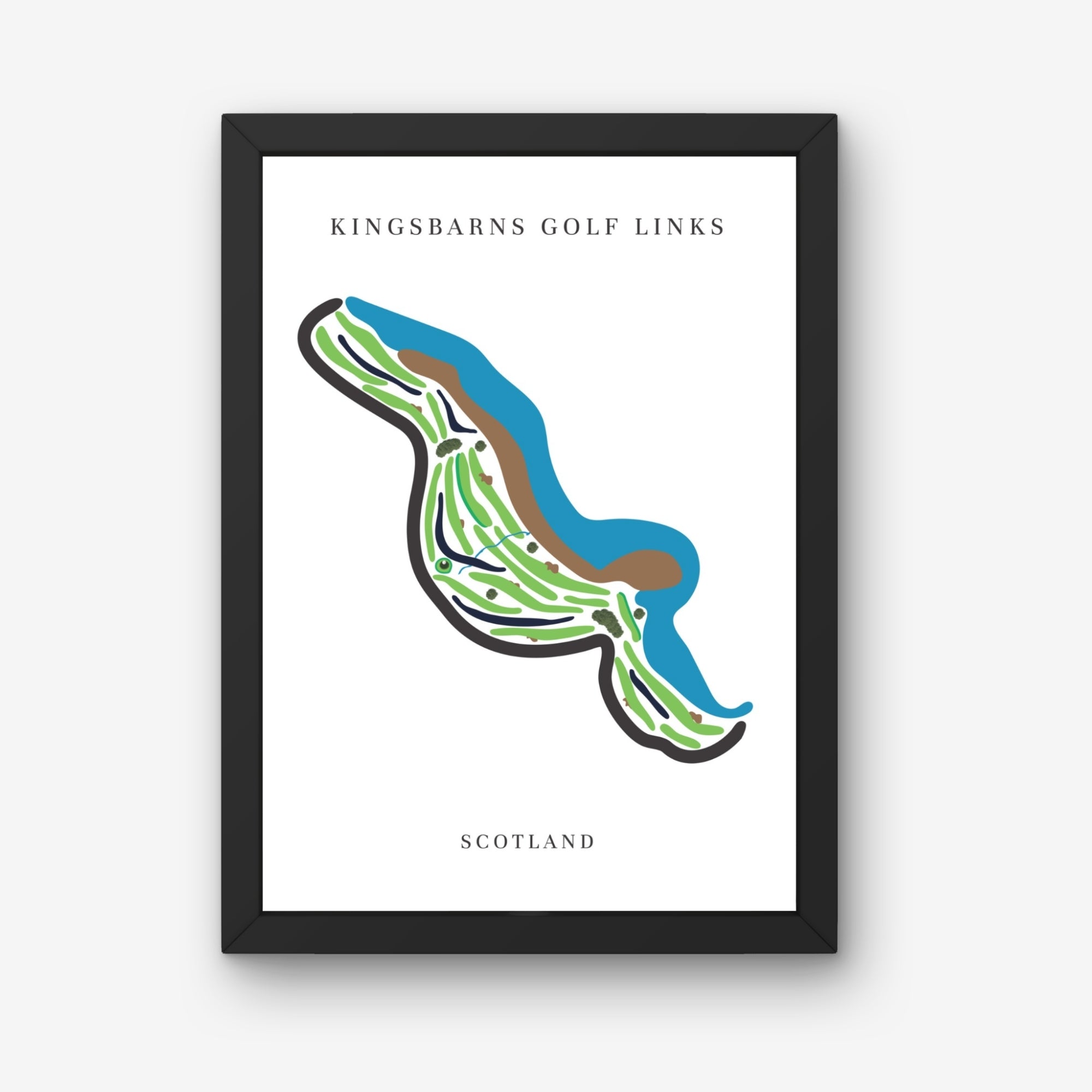 Kingsbarns Golf Links Golf Course Prints, Scotland, Golf Map Artwork