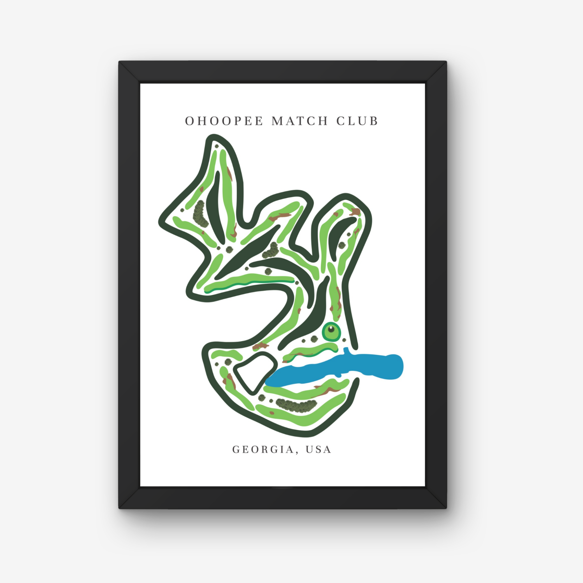 Ohoopee Match Club Golf Course Prints, Georgia, Golf Map Artwork