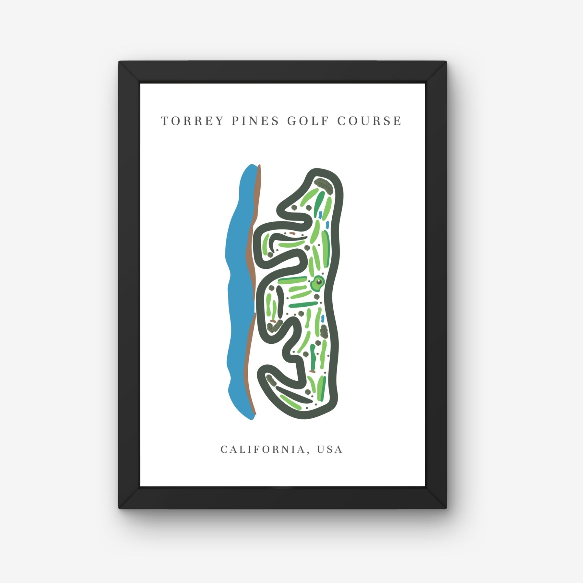 Torrey Pines Golf Course Print, California, Golf Map Artworks