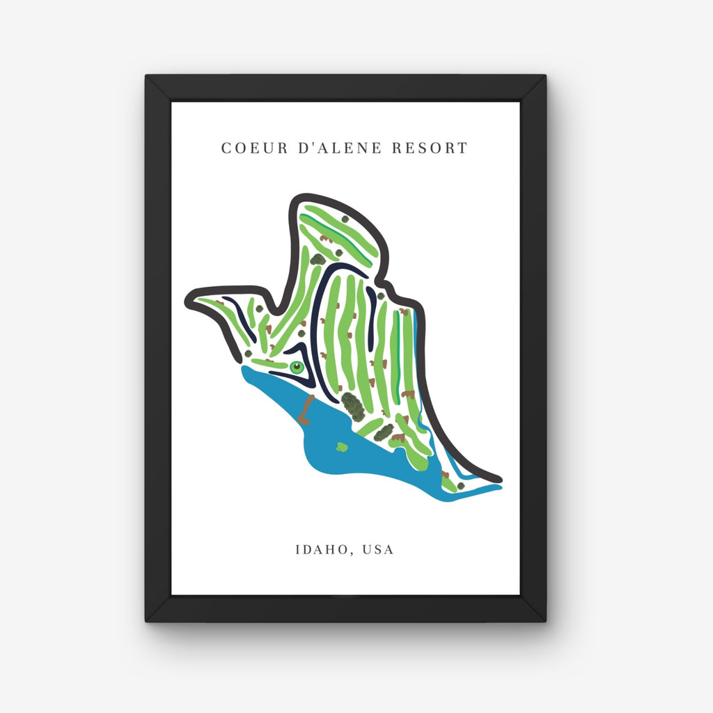 Coeur d'Alene Resort Golf Course Prints, Idaho, Golf Map Artwork