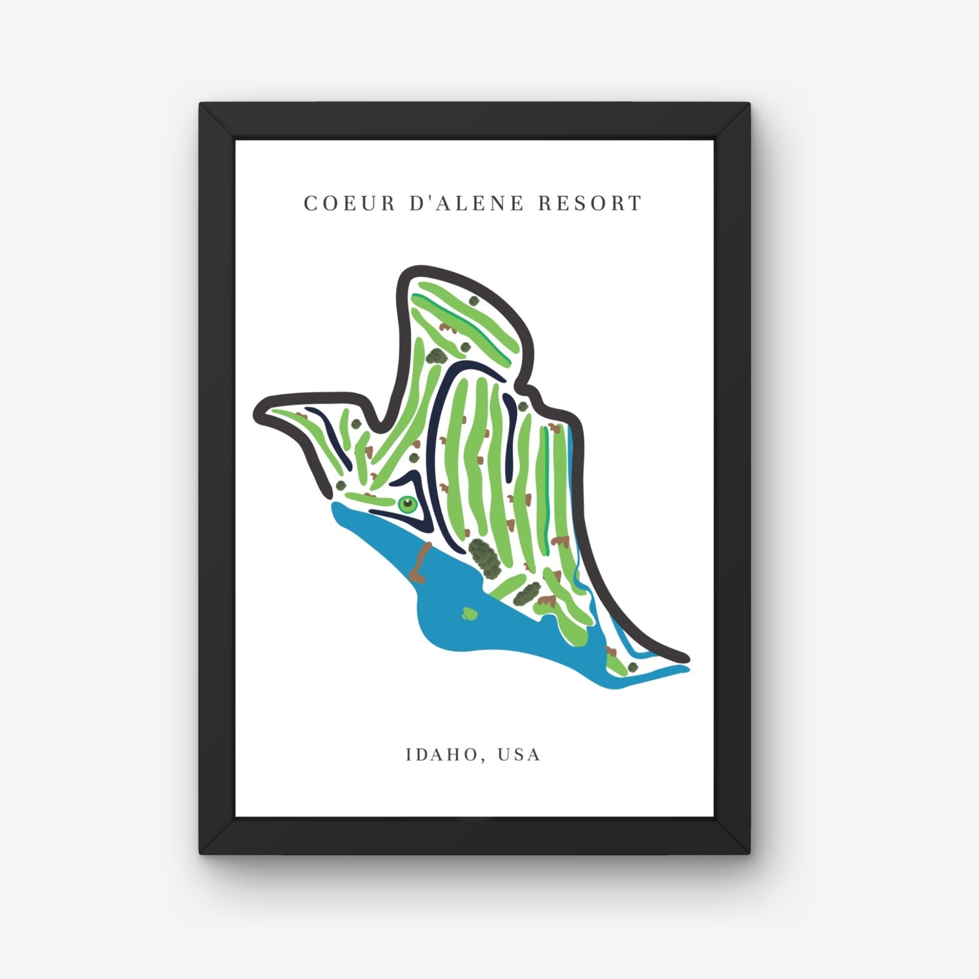 Coeur d'Alene Resort Golf Course Prints, Idaho, Golf Map Artwork