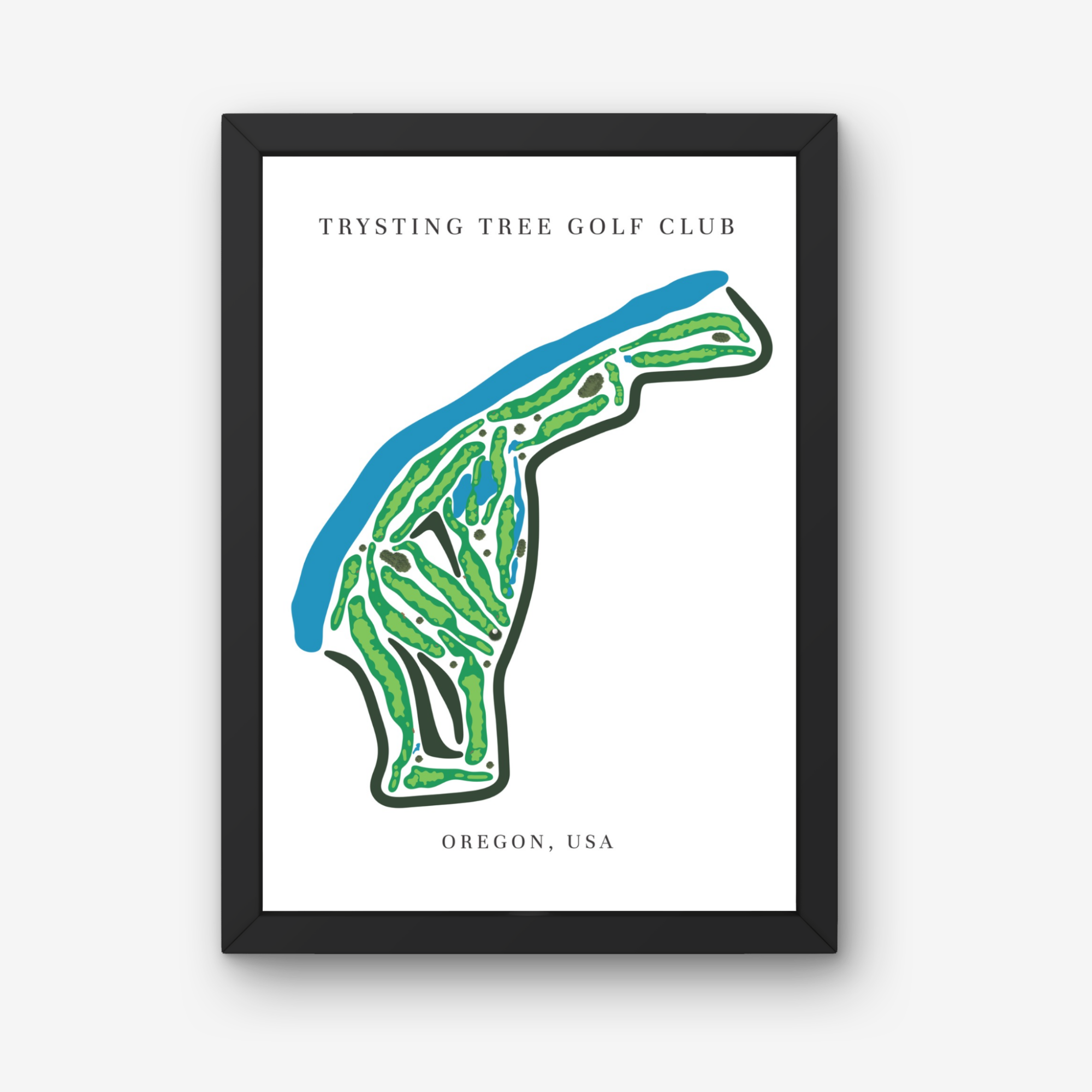 Trysting Tree Golf Club Golf Course Prints, Oregon, Golf Map Artwork