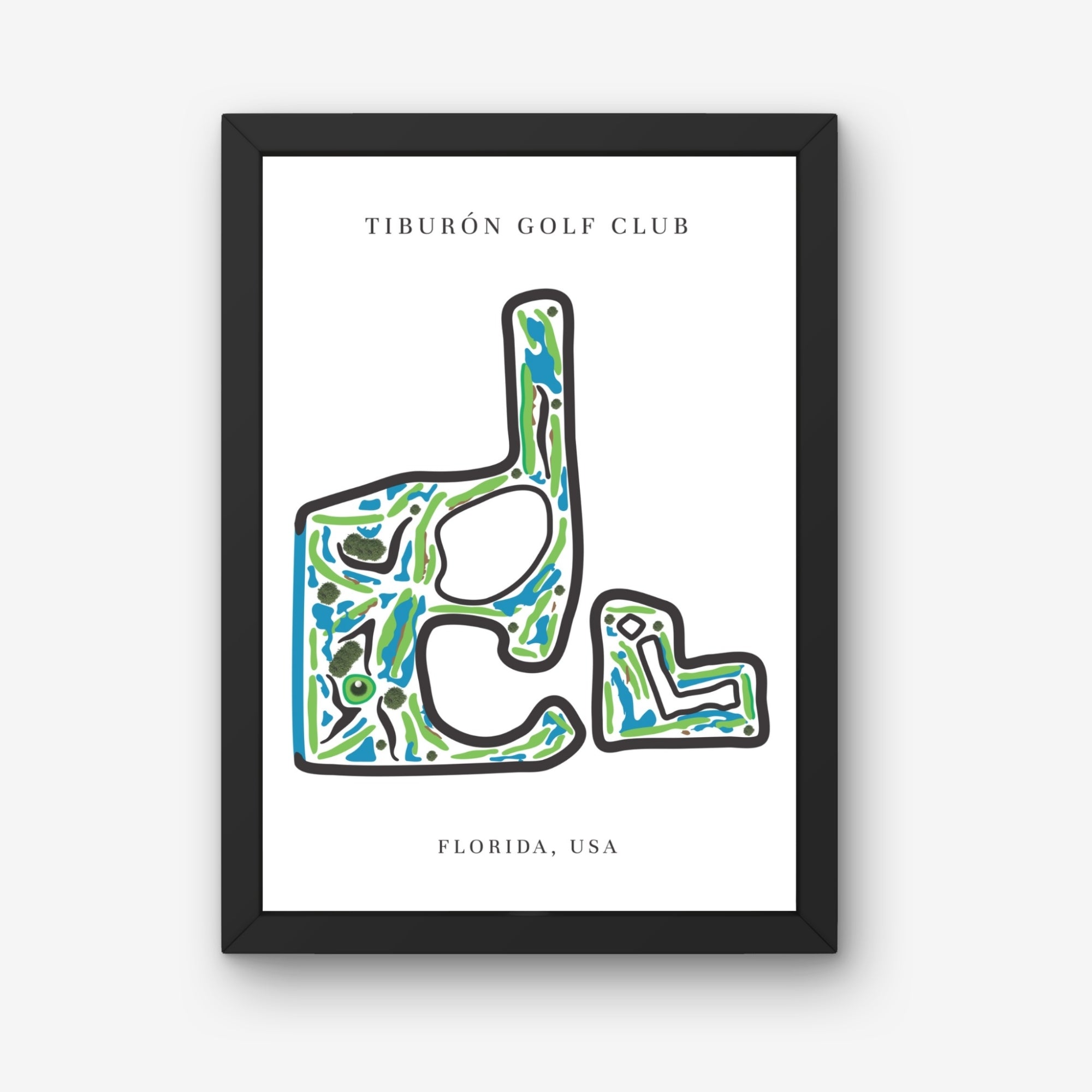 Tiburón Golf Club Golf Course Prints, Florida, Golf Map Artwork