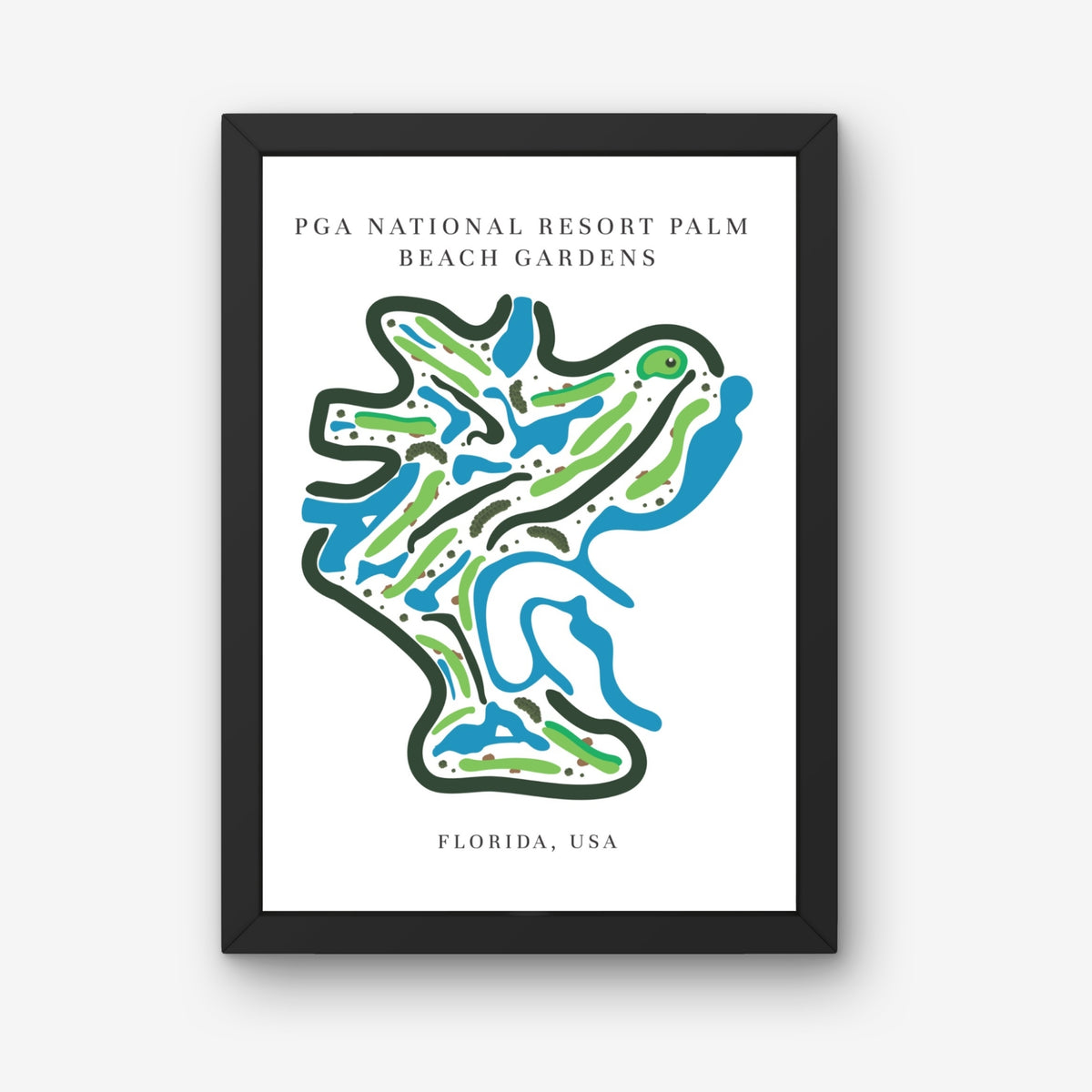 PGA National Resort, Golf Course Print, Florida, Golf Map Artworks