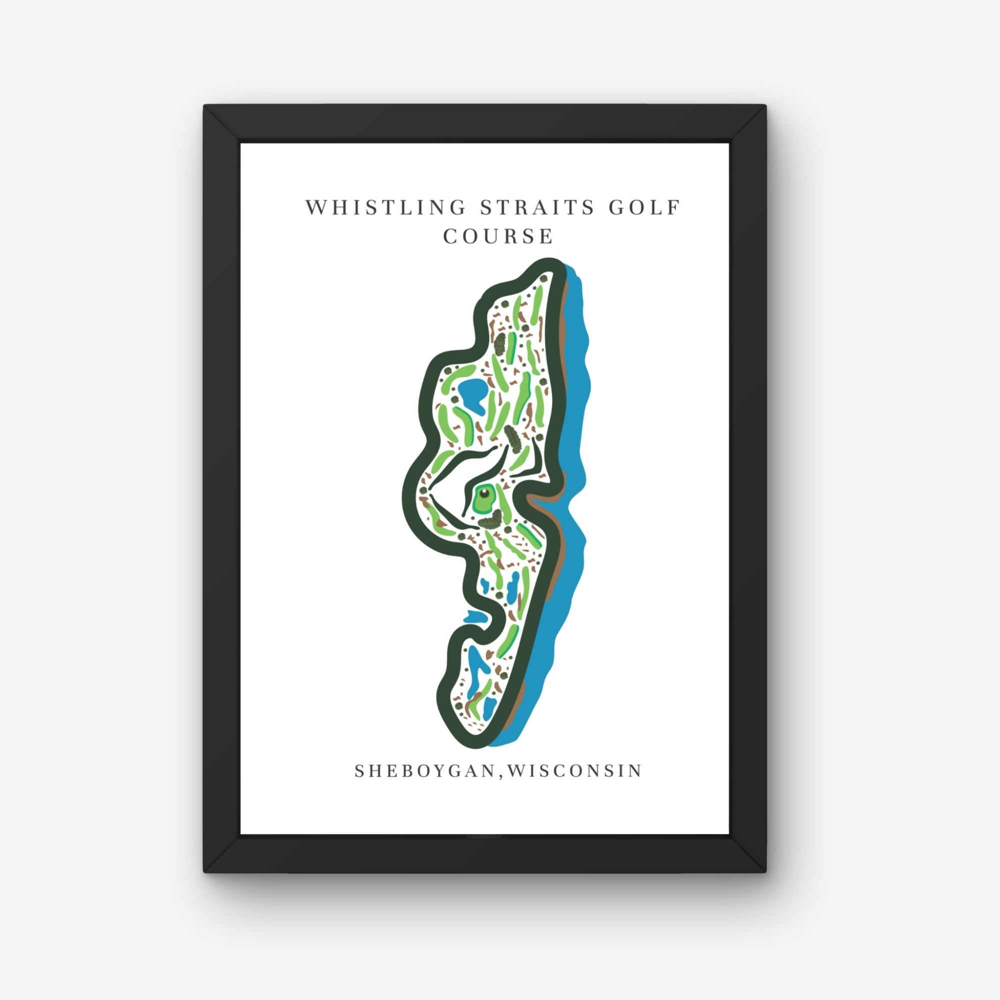 Whistling Straits Golf Course Print, Wisconsin, Golf Map Artworks