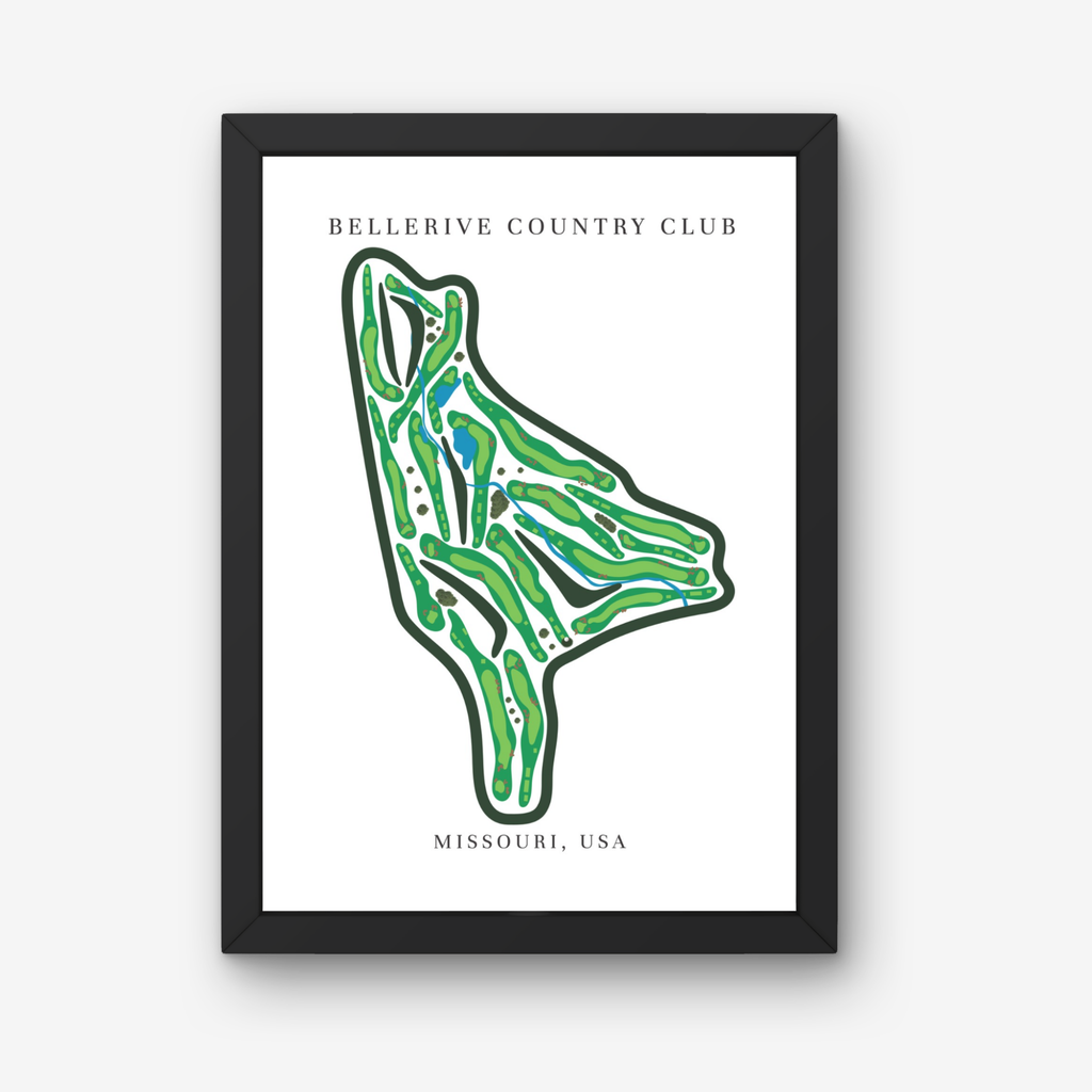 Bellerive Country Club Golf Course Prints, Missouri, Golf Map Artwork