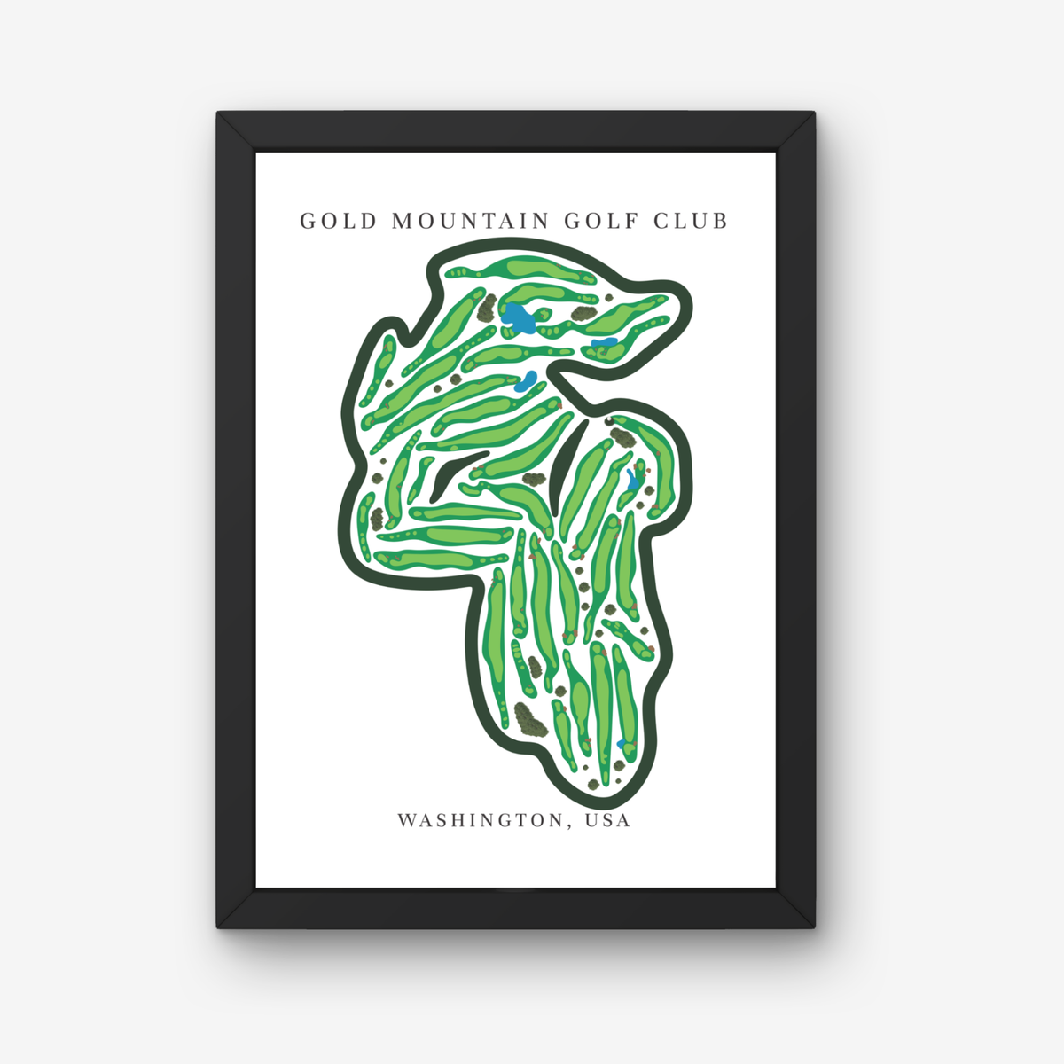 Gold Mountain Golf Club Golf Course Prints, Washington, Golf Map Artwork