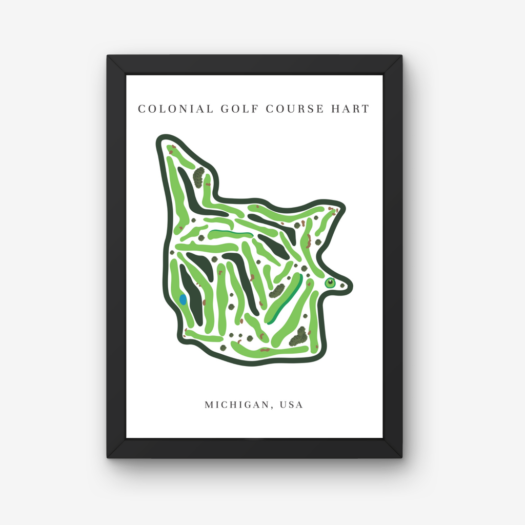 Colonial Golf Course Golf Course Prints, Michigan, Golf Map Artwork