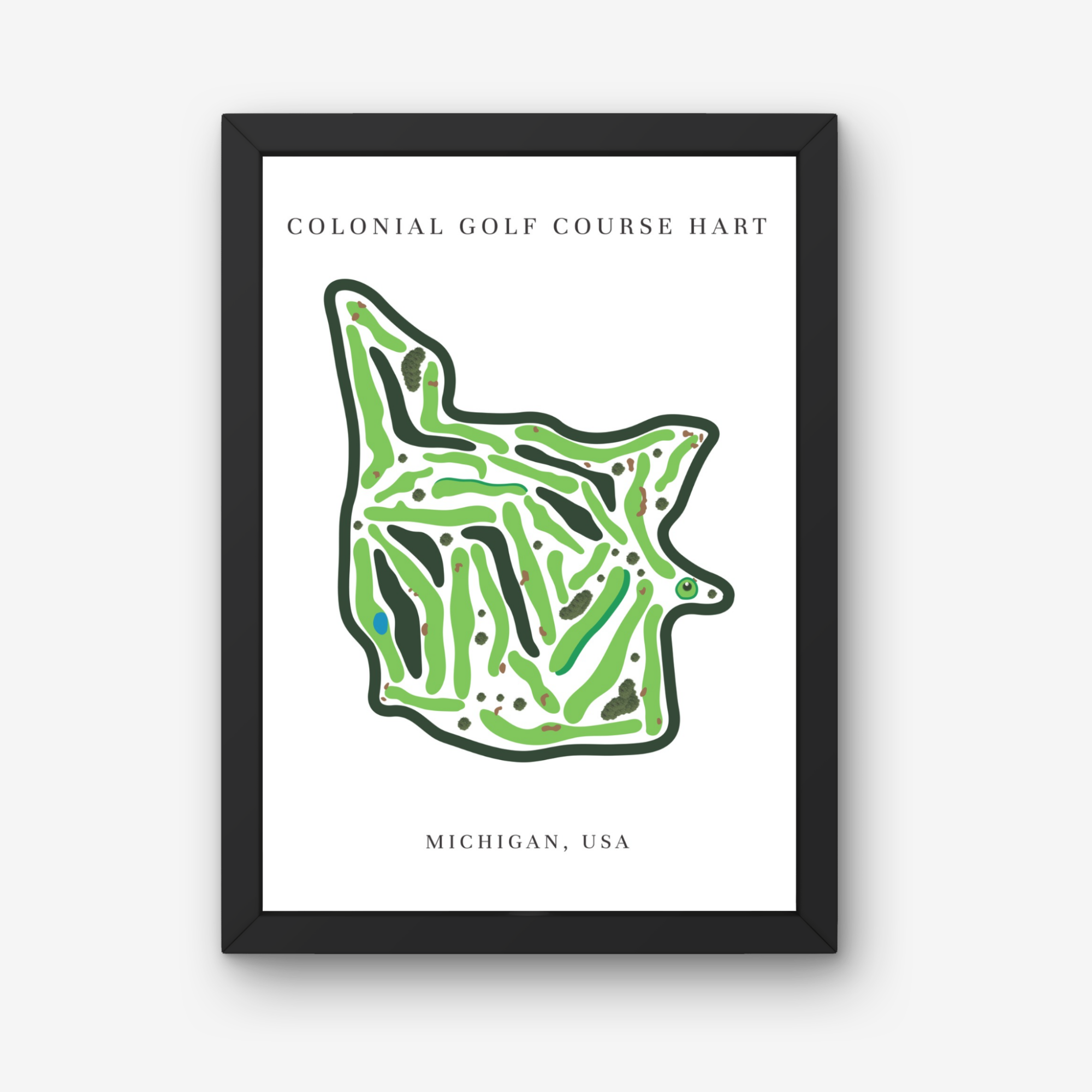 Colonial Golf Course Golf Course Prints, Michigan, Golf Map Artwork