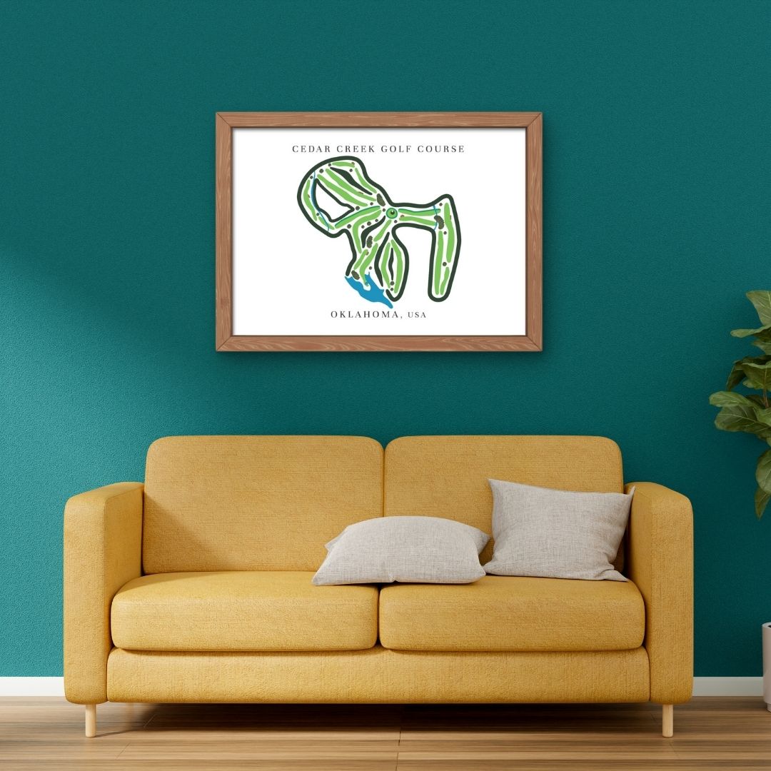 Cedar Creek Golf Course Golf Course Prints, Oklahoma, Golf Map Artwork