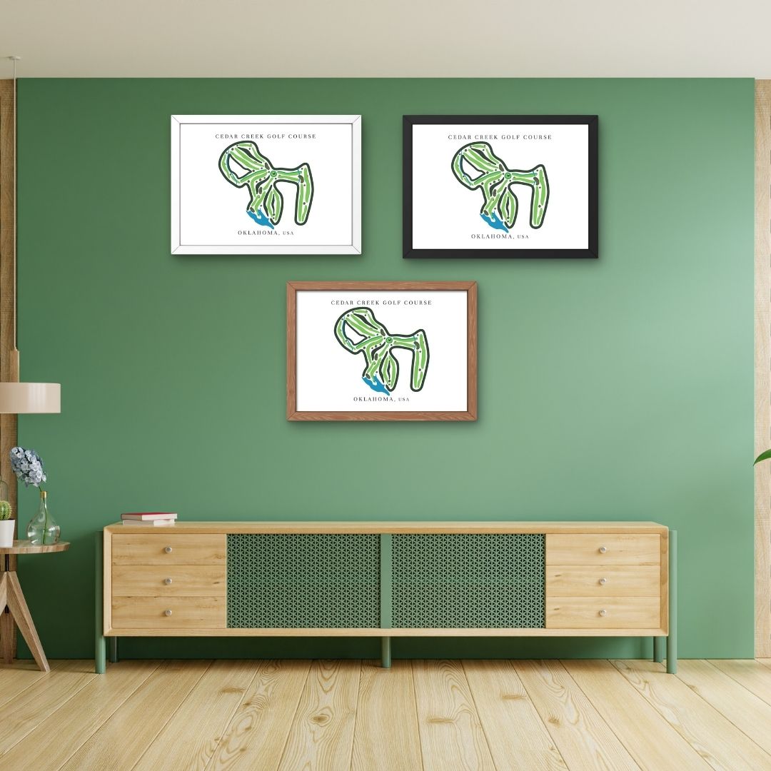 Cedar Creek Golf Course Golf Course Prints, Oklahoma, Golf Map Artwork
