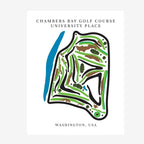 Chambers Bay Golf Course Prints, Washington, Golf Map Artwork