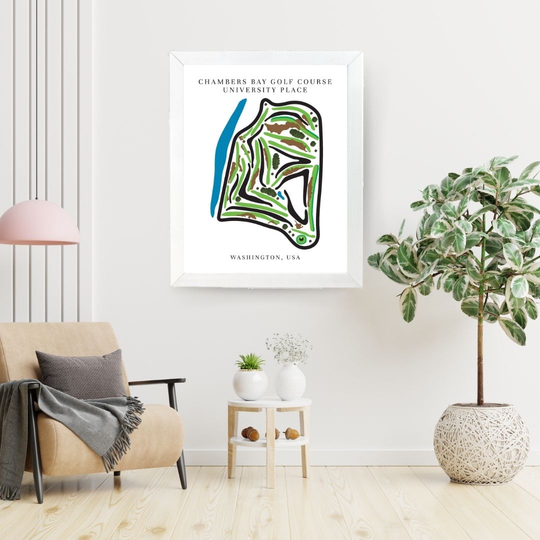 Chambers Bay Golf Course Prints, Washington, Golf Map Artwork