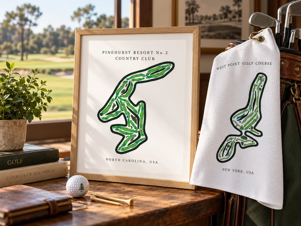 Golf gifts including golf course prints, custom maps and golf towels