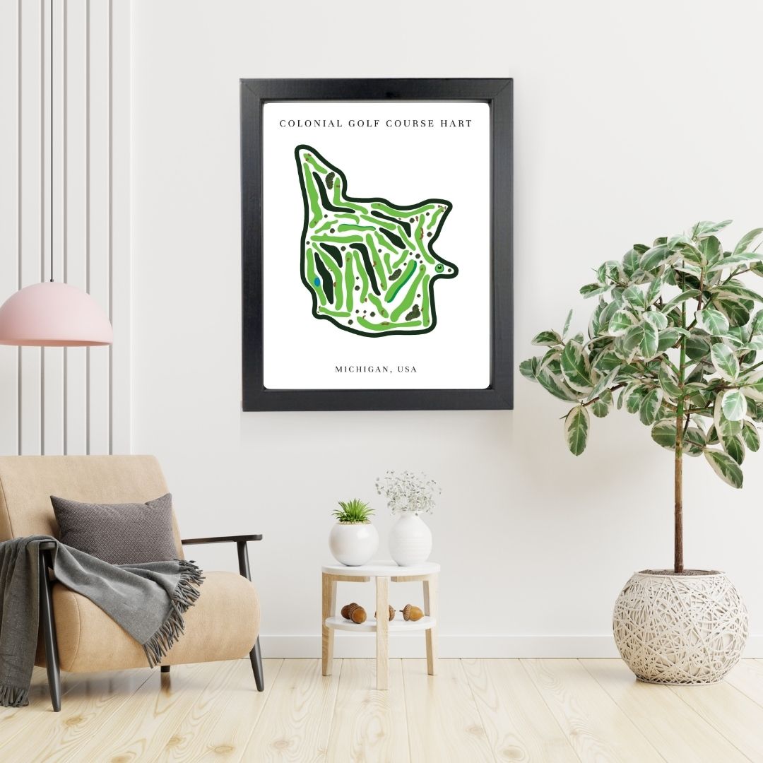 Colonial Golf Course Golf Course Prints, Michigan, Golf Map Artwork