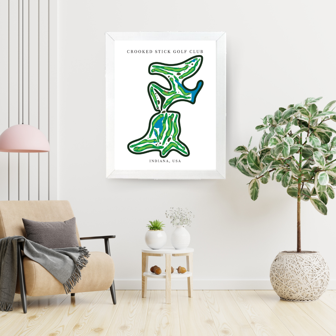 Crooked Stick Golf Club Golf Course Prints, Indiana, Golf Map Artwork