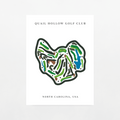 Logo of Quail Hollow Golf Club with a stylized map of North Carolina on a white background.
