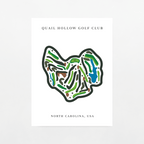 Logo of Quail Hollow Golf Club with a stylized map of North Carolina on a white background.