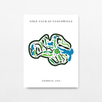 Poster of the Golf Club at Cuscowilla with a colorful abstract design on a white background