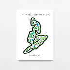Map of Atlanta with colorful design on a white background, featuring 'Atlanta Athletic Club' text.