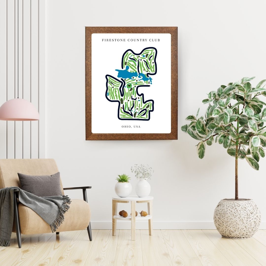 Firestone Country Club Golf Course Prints, Ohio, Golf Map Artwork