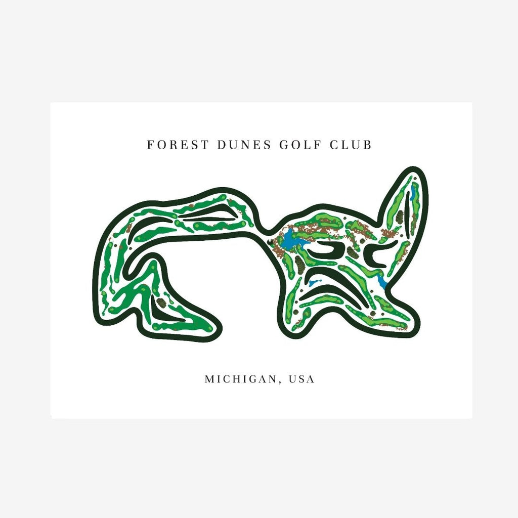 Forest Dunes Golf Club Golf Course Prints, Michigan, Golf Map Artwork