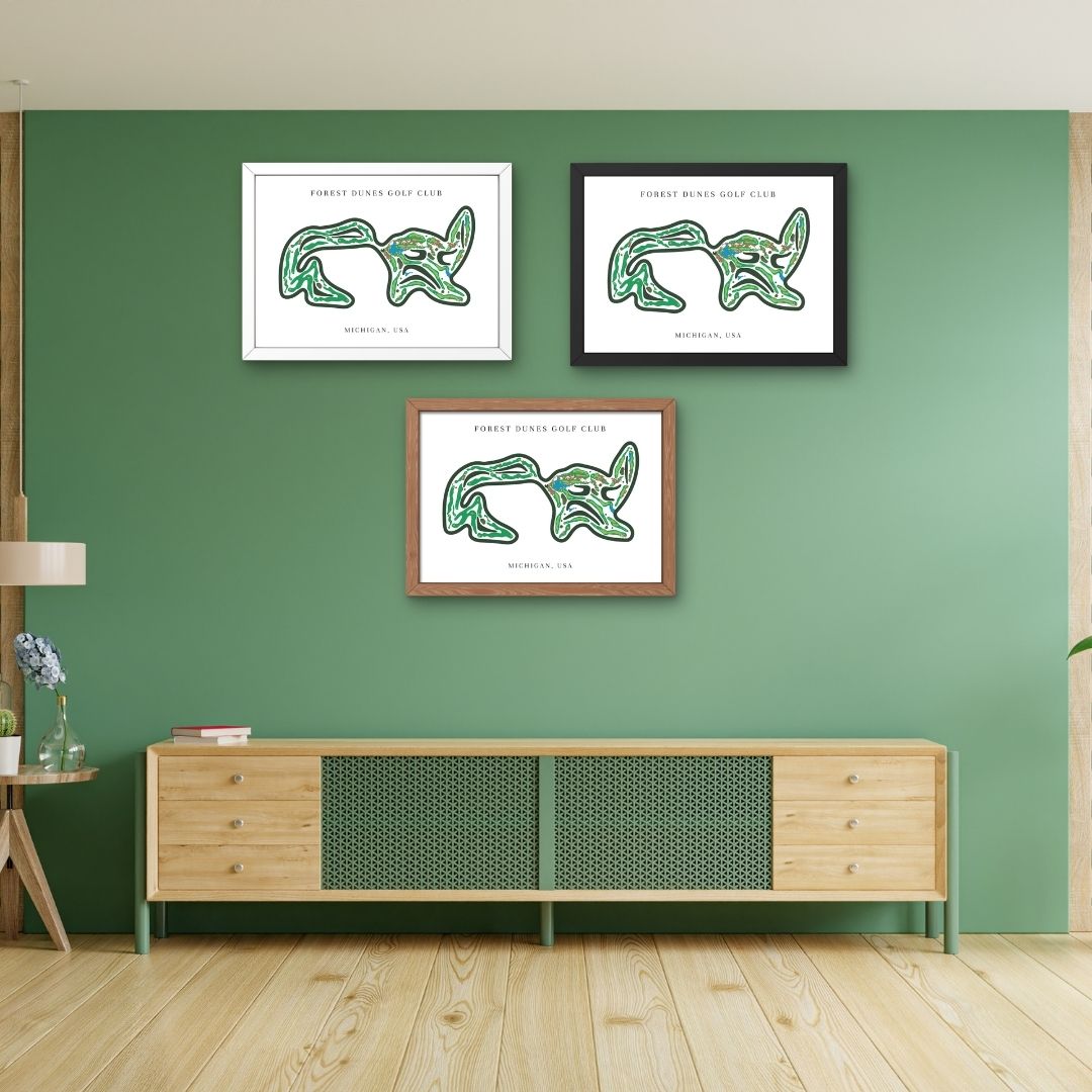Forest Dunes Golf Club Golf Course Prints, Michigan, Golf Map Artwork