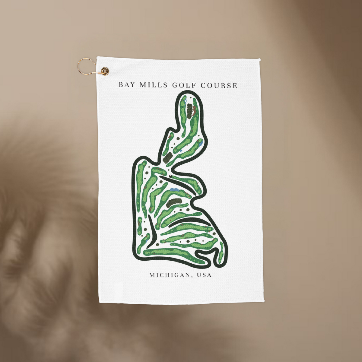 Bay Mills Golf Course, Golf Course Towel, Michigan | Golf Course Print Towels