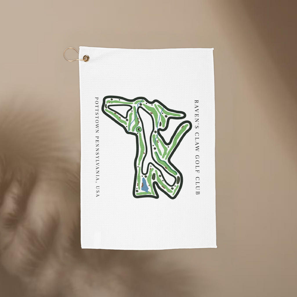 Raven’s Claw Golf Club Towel, Pottstown Pennsylvania | Microfiber Course Map Towel