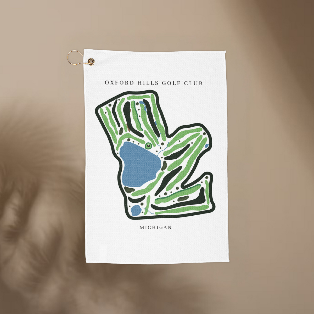 Oxford Hills Golf Club Golf Course Towel, Michigan | Microfiber Map Towel