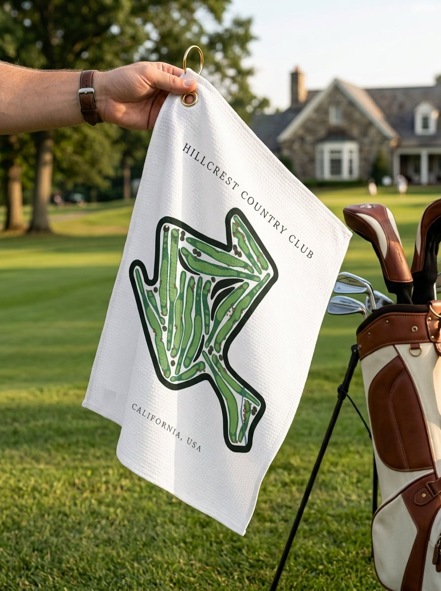 Hillcrest Country Club, Golf Course Towel, California | Golf Course Print Towels