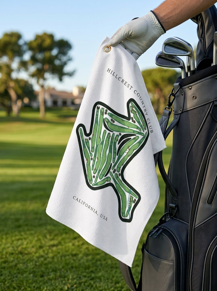 Hillcrest Country Club, Golf Course Towel, California | Golf Course Print Towels